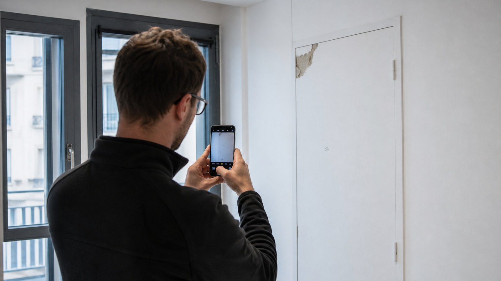 Relevé d'une réserve avec photo sur un chantier